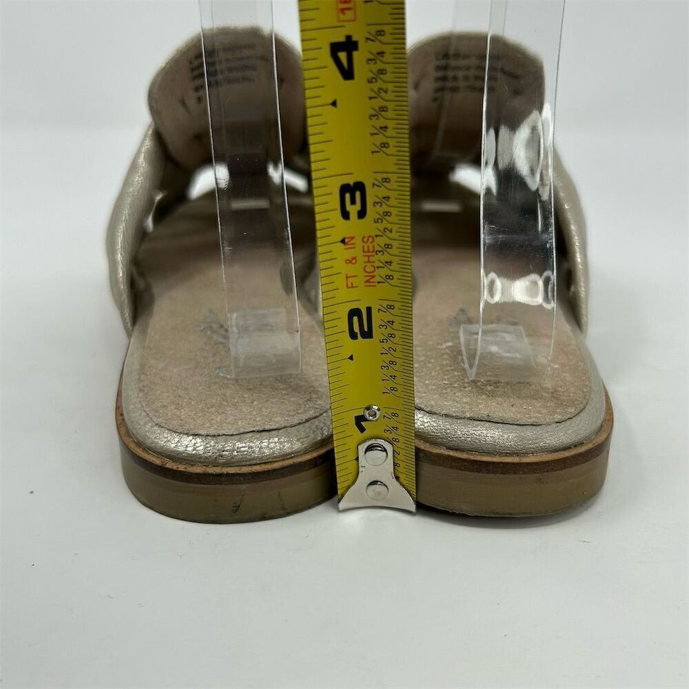Seychelles Gold Metallic Leather Strappy Slip On Sandals Size 8 Casual Flat - Picture 7 of 12